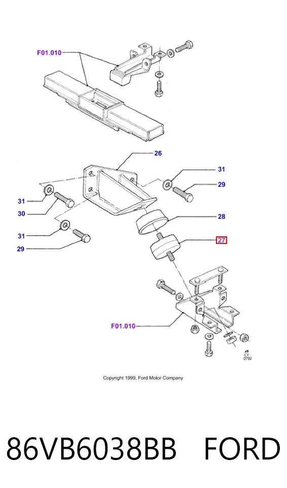 Coxim (suporte) esquerdo/direito de motor 86VB6038BB Ford