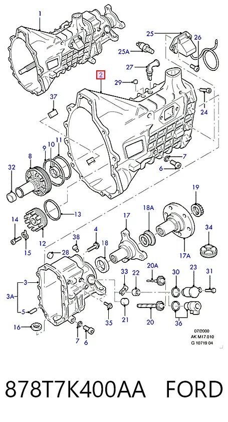 Caixa de Mudança montada (caixa mecânica de velocidades) 878T7K400AA Ford