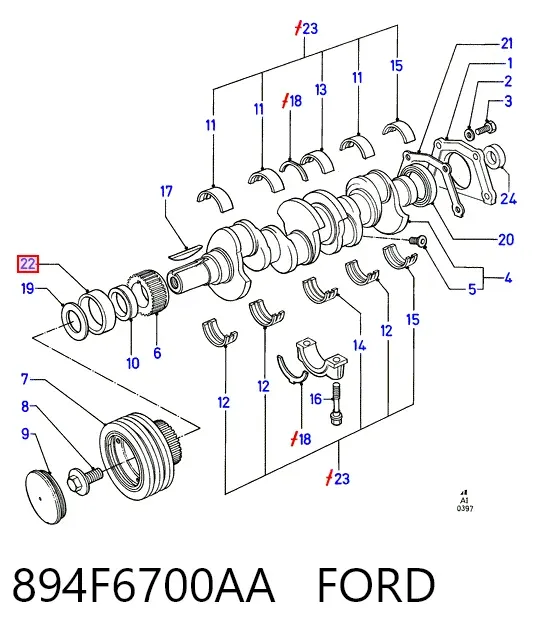 Vedação dianteira de cambota de motor 894F6700AA Ford