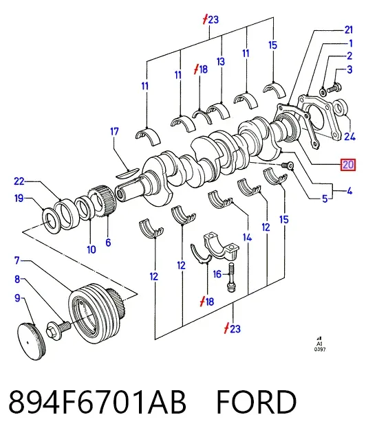 Vedação traseira de cambota de motor 894F6701AB Ford