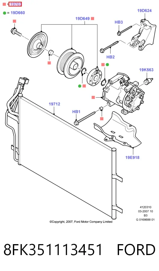 Compressor de aparelho de ar condicionado 8FK351113451 Ford