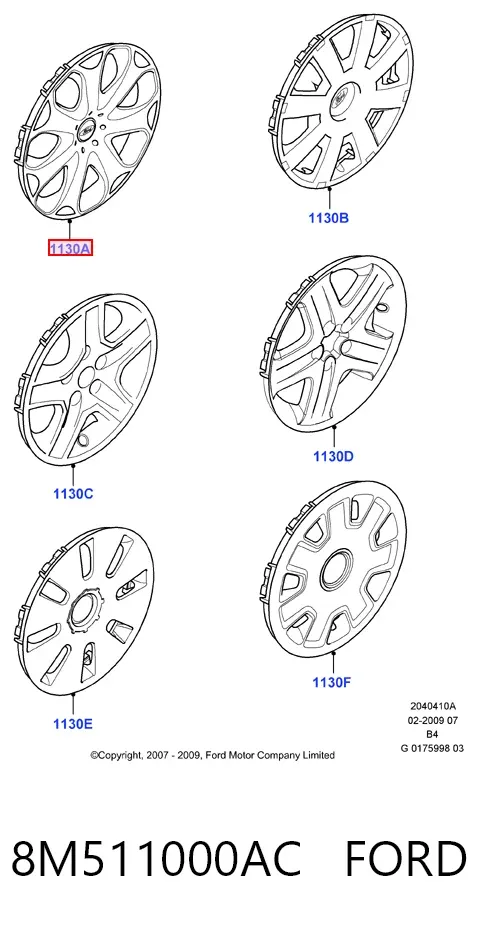 Coberta de disco de roda 8M511000AC Ford