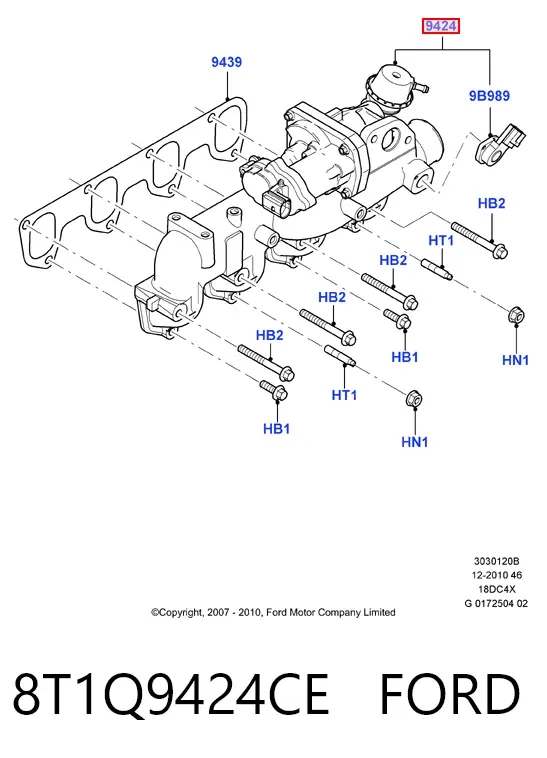 Válvula EGR de recirculação dos gases 8T1Q9424CE Ford