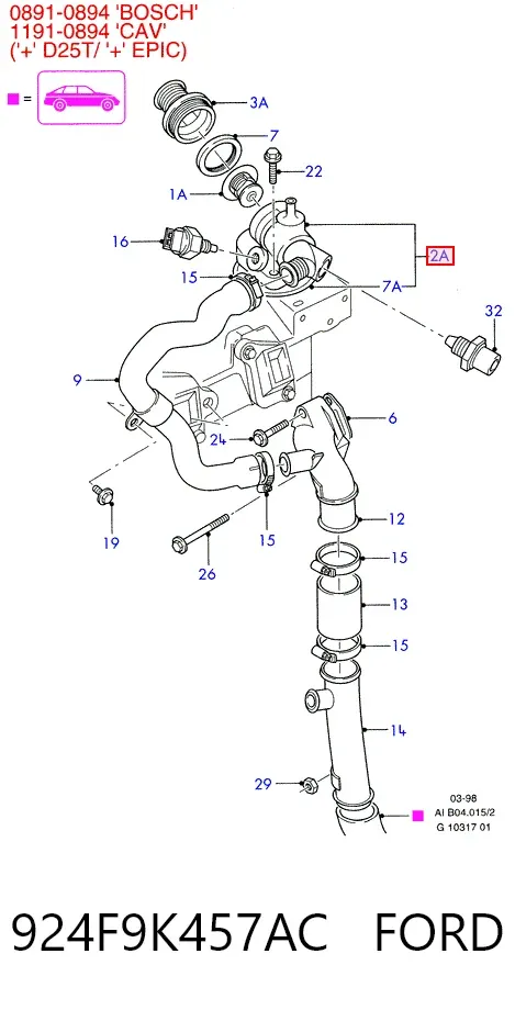 Caixa do termostato 924F9K457AC Ford