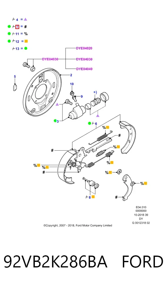 Mecanismo de aproximação (de auto-aproximação) das sapatas de tambor (kit de reparação levadiça) 92VB2K286BA Ford