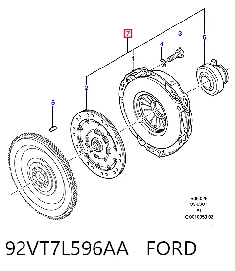 Kit de embraiagem (3 peças) 92VT7L596AA Ford