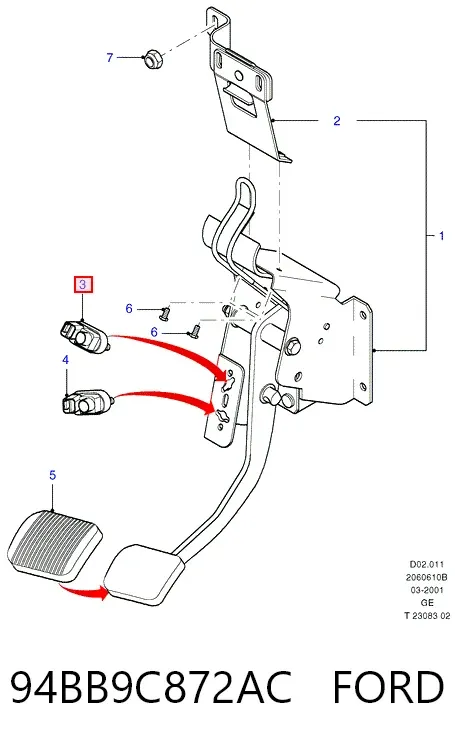 Sensor de ativação do sinal de parada 94BB9C872AC Ford