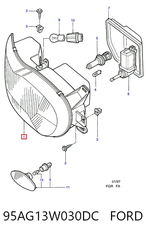 Luz esquerda 95AG13W030DC Ford