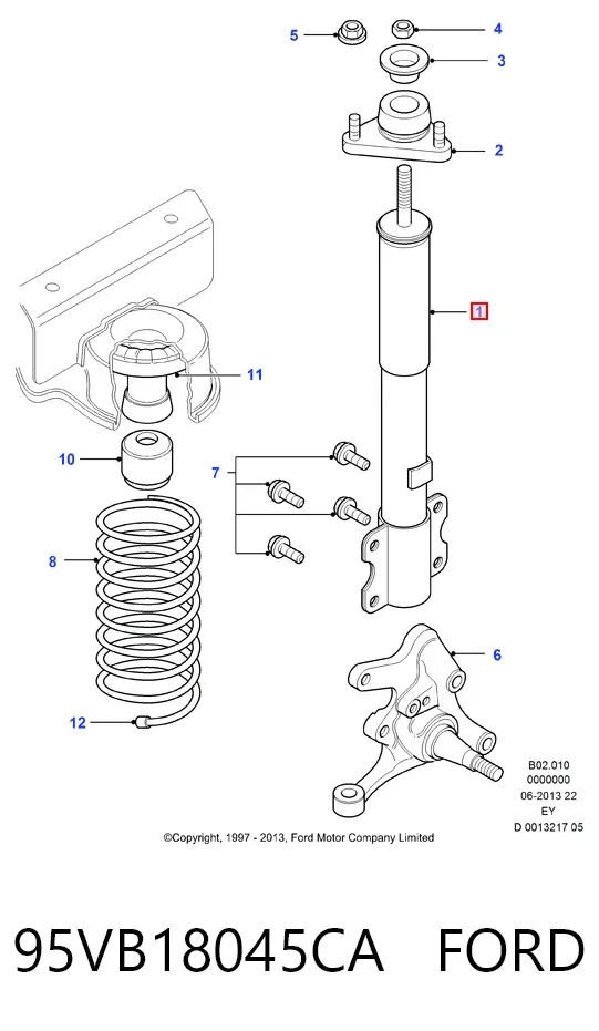 Amortecedor dianteiro 95VB18045CA Ford