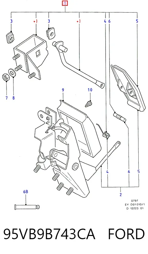 Pedal de gás (de acelerador) 95VB9B743CA Ford