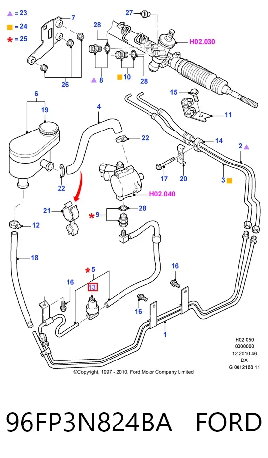 Sensor hidráulico de bomba de impulsionador 96FP3N824BA Ford