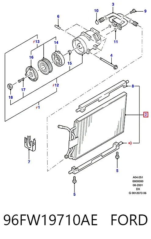 Radiador de aparelho de ar condicionado 96FW19710AE Ford