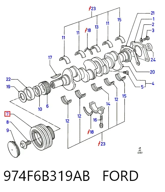 Polia de cambota 974F6B319AB Ford