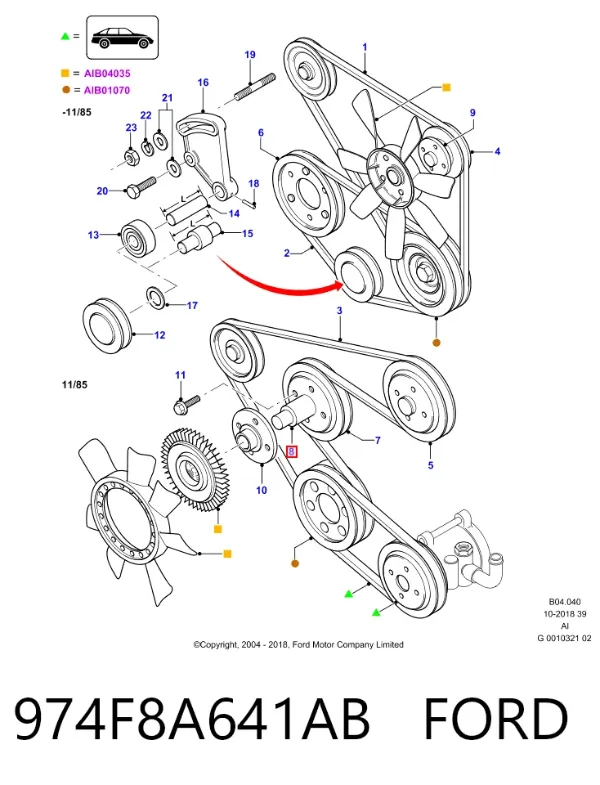 Consola de acoplamento viscoso do sistema de esfriamento de suporte 974F8A641AB Ford