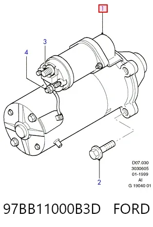 Motor de arranco 97BB11000B3D Ford