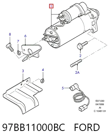 Motor de arranco 97BB11000BC Ford