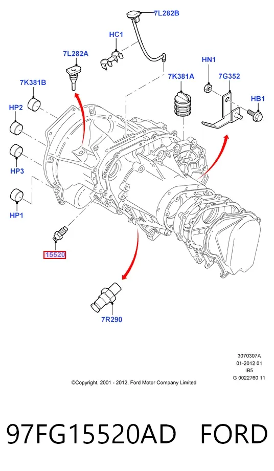 Sensor de ativação das luzes de marcha à ré 97FG15520AD Ford