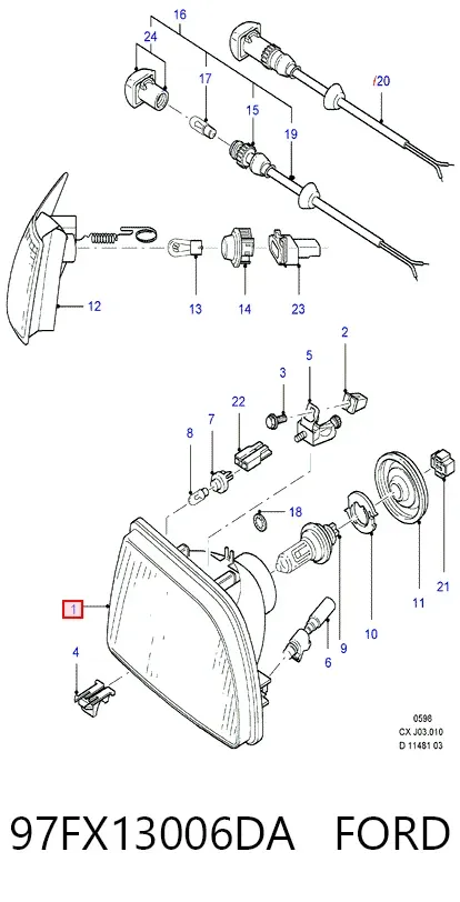Luz esquerda 97FX13006DA Ford