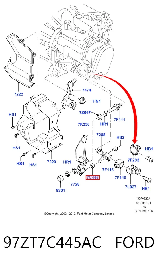 Bucha do mecanismo de mudança (de ligação) 97ZT7C445AC Ford