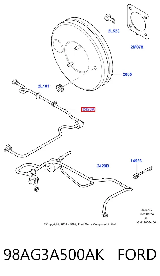 Cremalheira da direção 98AG3A500AK Ford