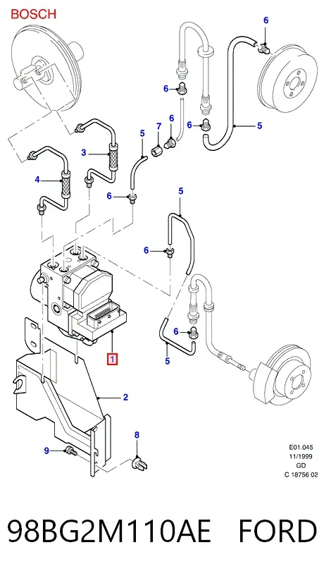 Unidade hidráulico de controlo ABS 98BG2M110AE Ford