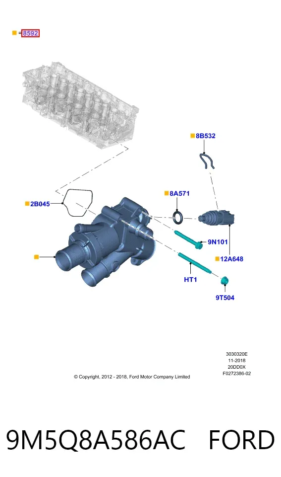 Termostato 9M5Q8A586AC Ford