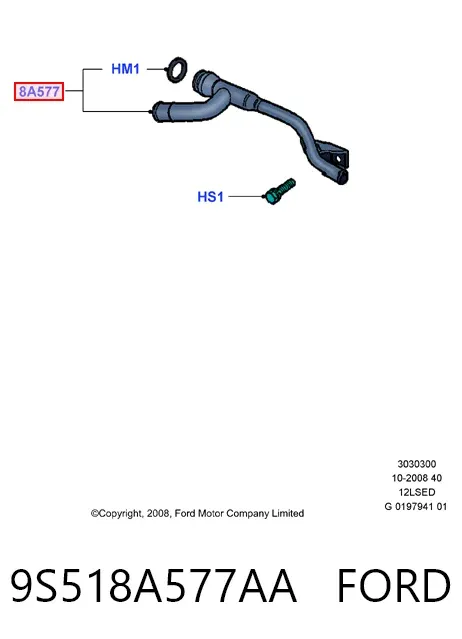 Mangueira (cano derivado) do sistema de esfriamento 9S518A577AA Ford