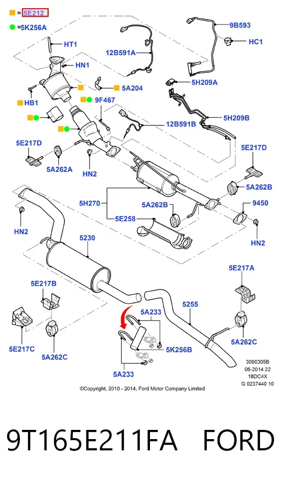 Convertidor - catalisador 9T165E211FA Ford