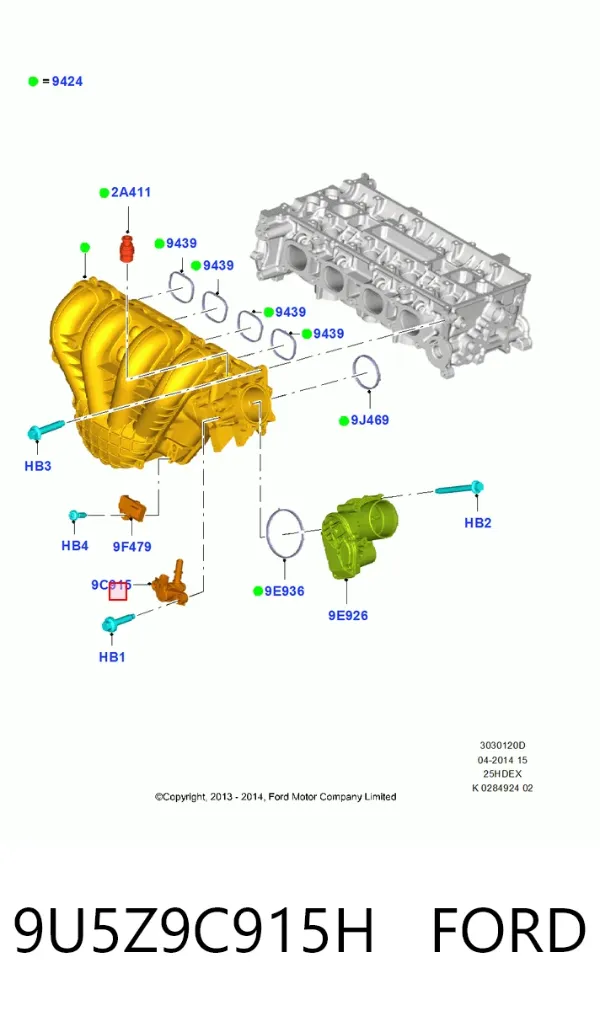 Válvula de ventilação dos gases do tanque de combustível 9U5Z9C915H Ford