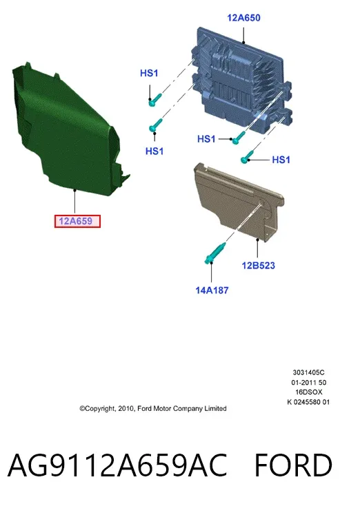 Caixa de unidade de dispositivos de segurança AG9112A659AC Ford