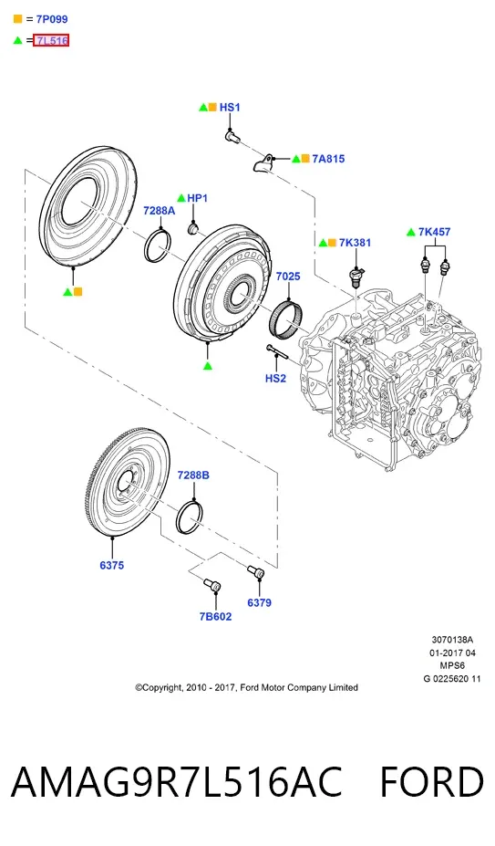 Kit de embraiagem (3 peças) AMAG9R7L516AC Ford