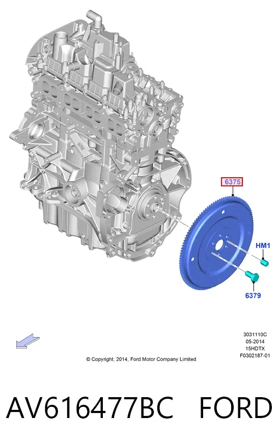 Volante de motor AV616477BC Ford