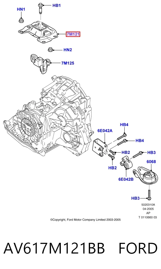 Coxim (suporte) esquerdo superior de motor AV617M121BB Ford