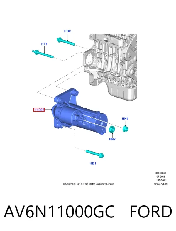 Motor de arranco AV6N11000GC Ford