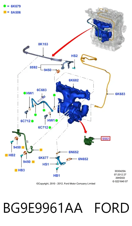Válvula (atuador) de controlo de turbina BG9E9961AA Ford