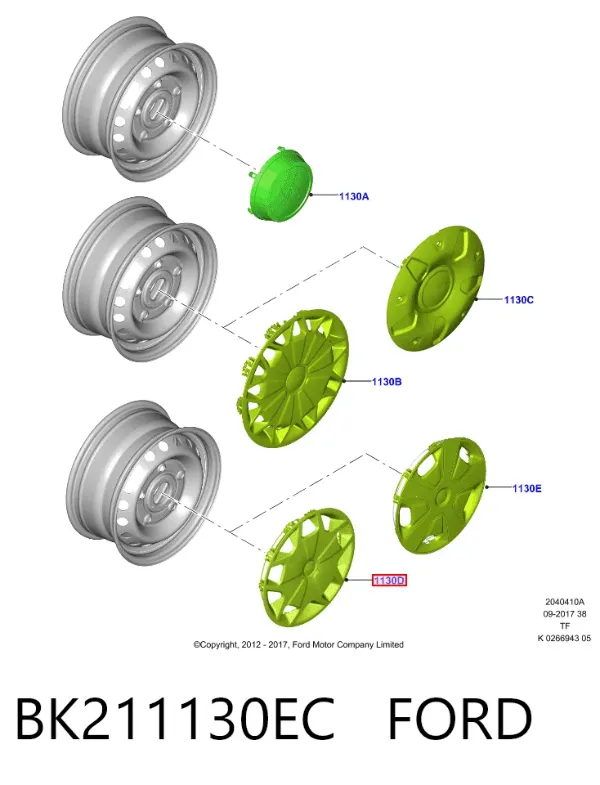 Coberta de disco de roda BK211130EC Ford