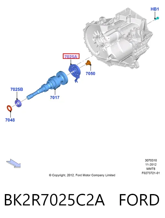 Rolamento da árvore primária da Caixa de Mudança BK2R7025C2A Ford