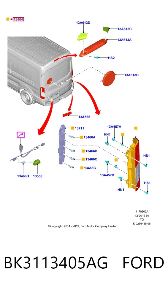 Lanterna traseira esquerda BK3113405AG Ford