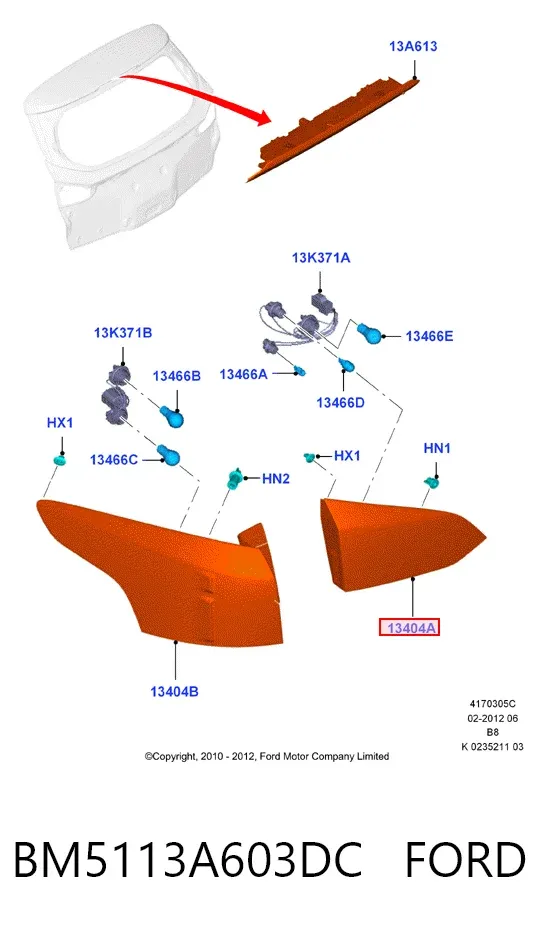 Lanterna traseira esquerda interna BM5113A603DC Ford