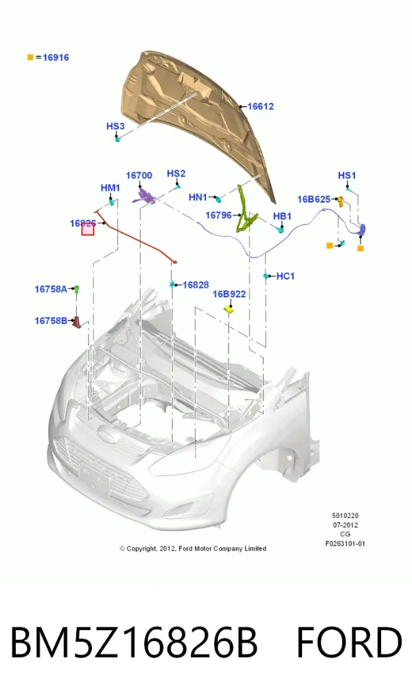 Apoio da capota BM5Z16826B Ford