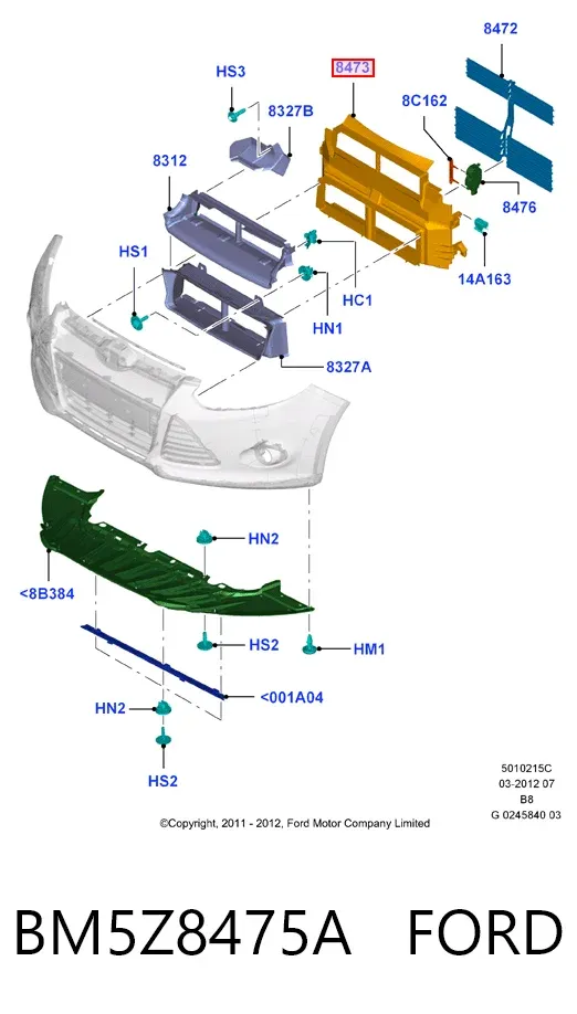 Perciana do radiador de esfriamento BM5Z8475A Ford
