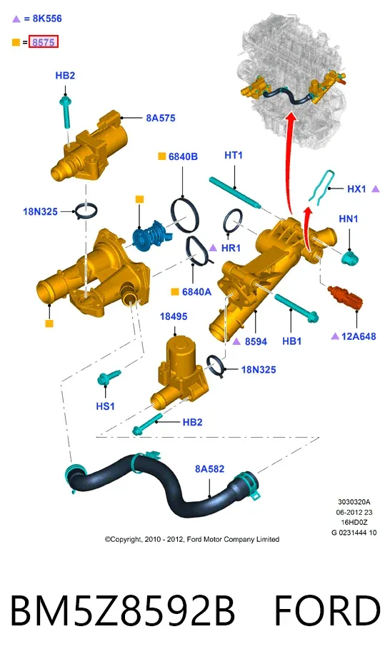 Caixa do termostato BM5Z8592B Ford