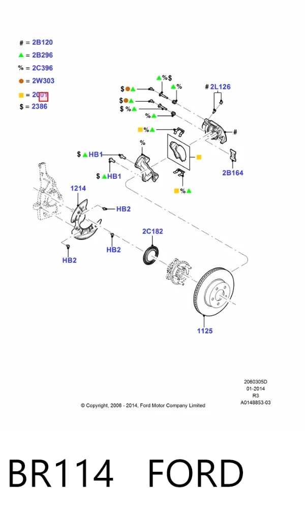 Sapatas do freio dianteiras de disco BR114 Ford