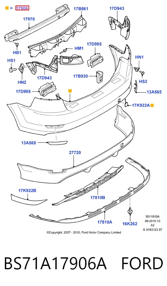 Pára-choque traseiro BS71A17906A Ford