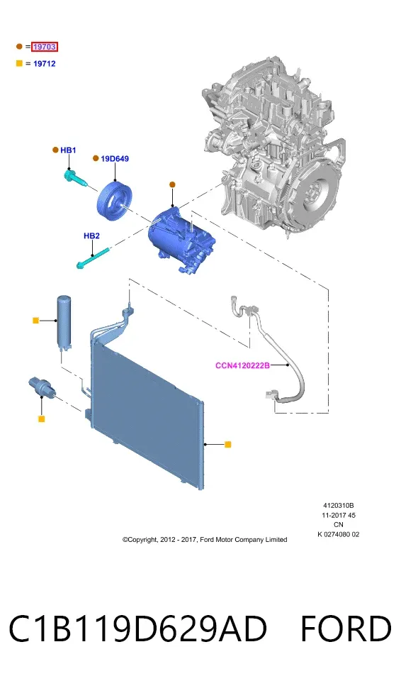 Compressor de aparelho de ar condicionado C1B119D629AD Ford