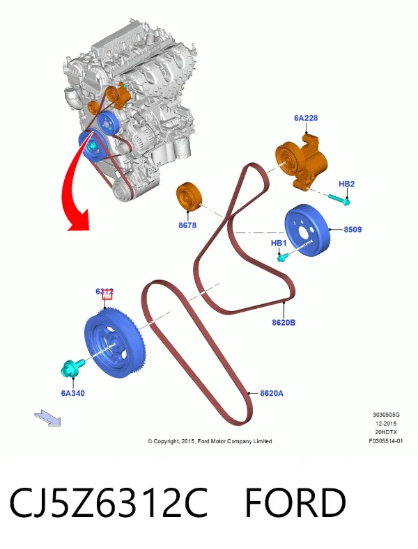 Polia de cambota CJ5Z6312C Ford