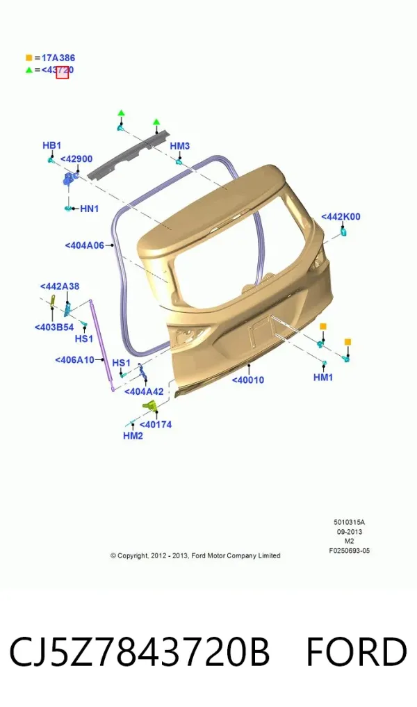 Compactador de porta-malas (de 3ª/5ª porta traseira) CJ5Z7843720B Ford