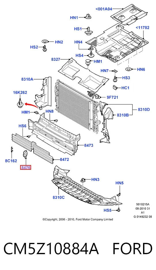 Acionamento (motor) de perciana do radiador CM5Z10884A Ford