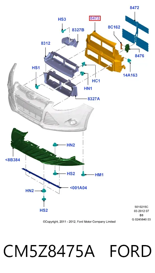 Perciana do radiador de esfriamento CM5Z8475A Ford