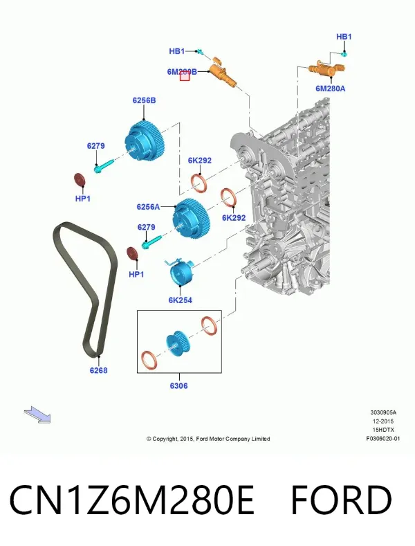 Válvula eletromagnética de posição (de fases) da árvore distribuidora CN1Z6M280E Ford
